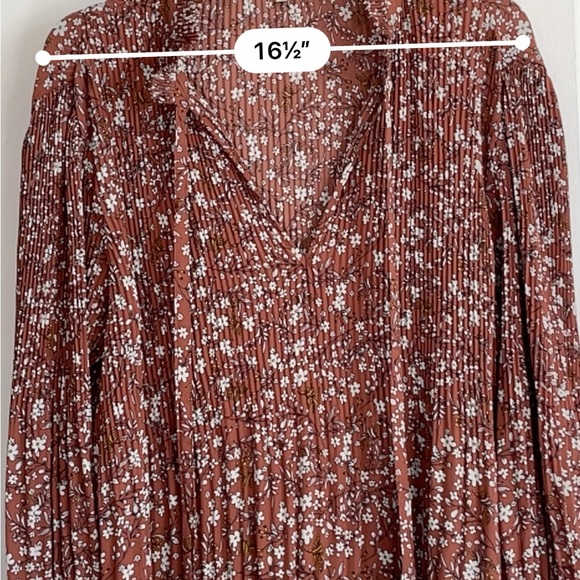 Flowy Floral Long Sleeve Blouse, Tied High Collar - Picture 8 of 10